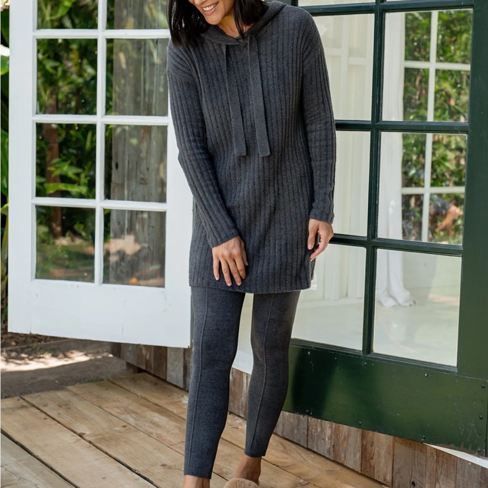New Barefoot Dreams CozyChic Ultra Lite Seamed Legging Carbon Grey BDWCU1571